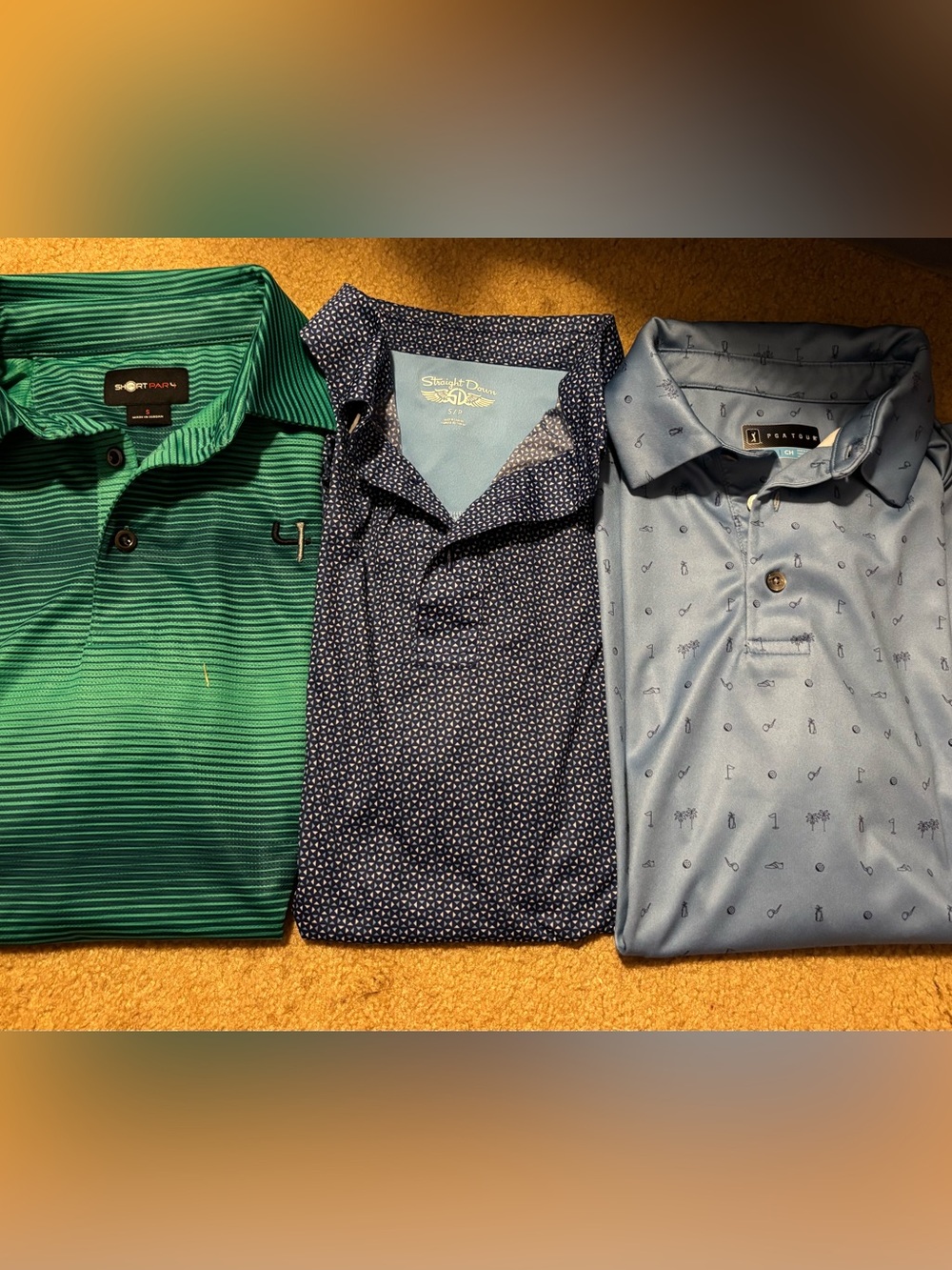 PGA Tour Straight Down Par 4 Golf Polo Shirts Bundle of 3